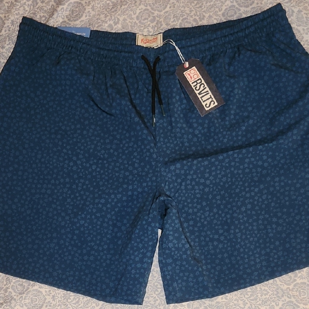 Blue Patterned Swim Shorts